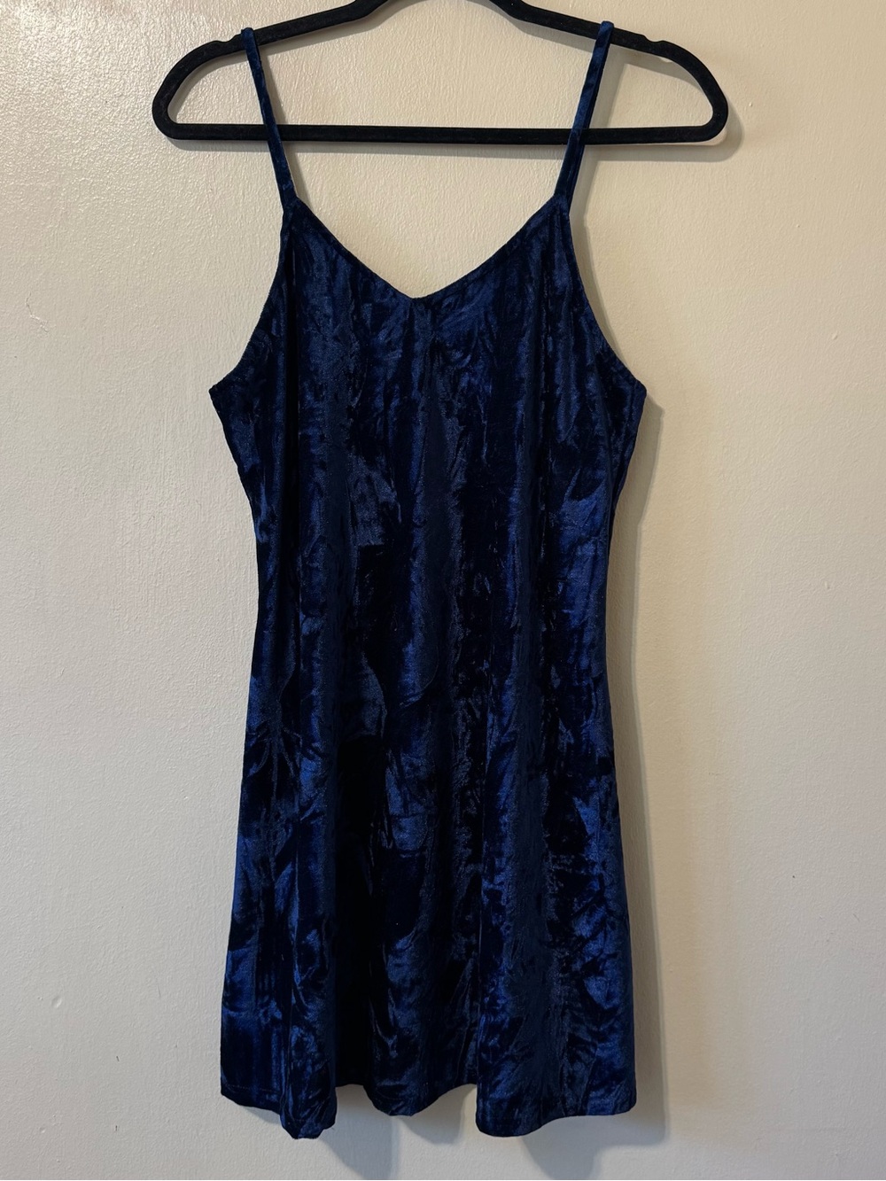 Vintage 90s Angie blue crushed velvet fit and flare mini dress